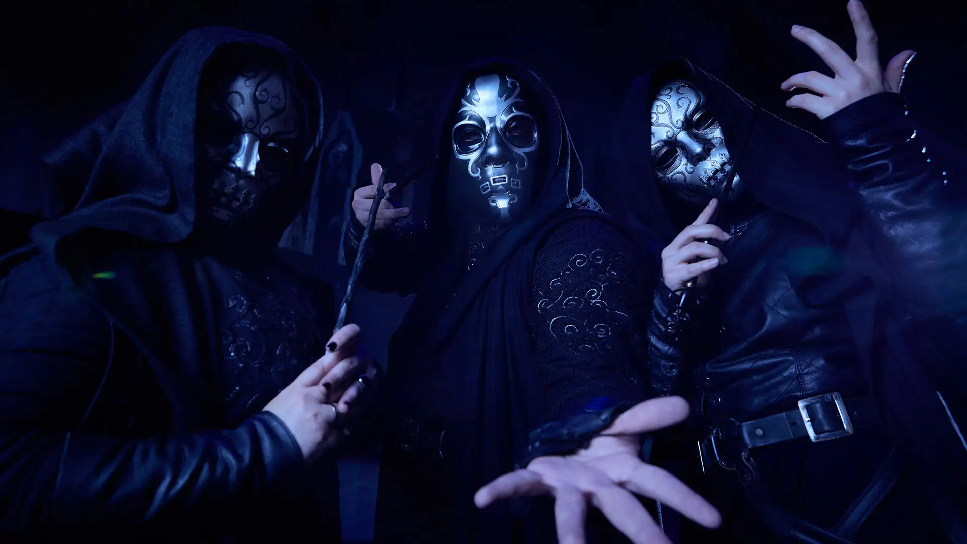 Dark Arts - A group of Death Eaters pose with their wands