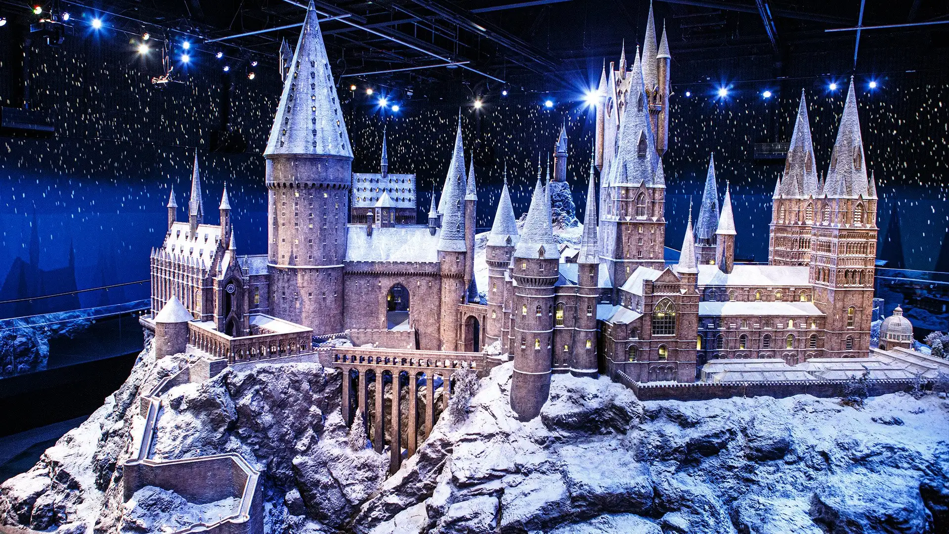 Hogwarts in the Snow - The scale model of Hogwarts covered in a blanket of filmmaking snow