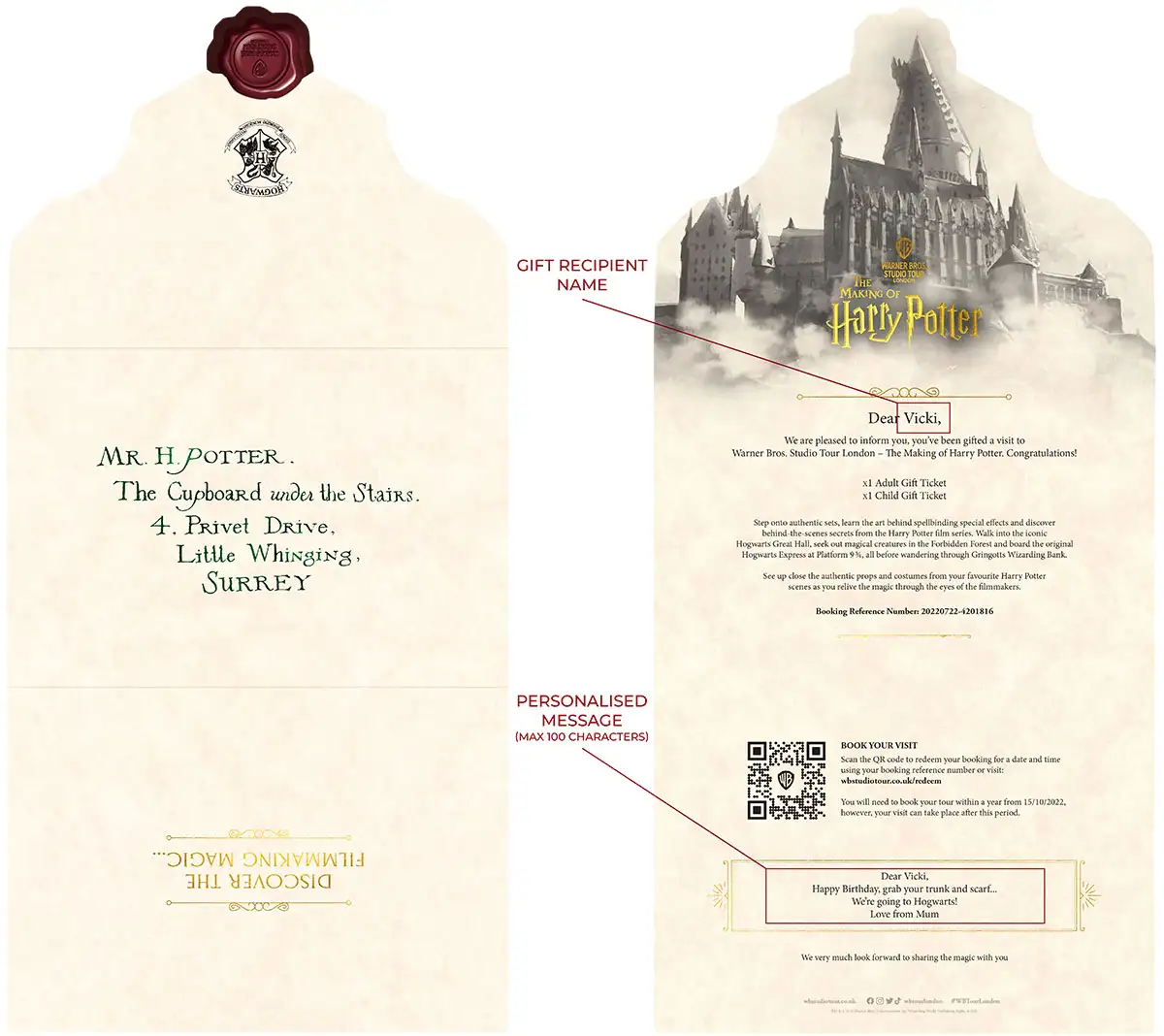 Souvenir gift ticket annotated example