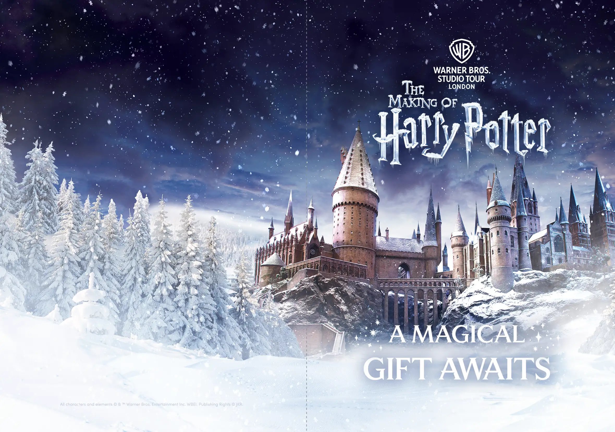 Festive Hogwarts Castle printable gift card