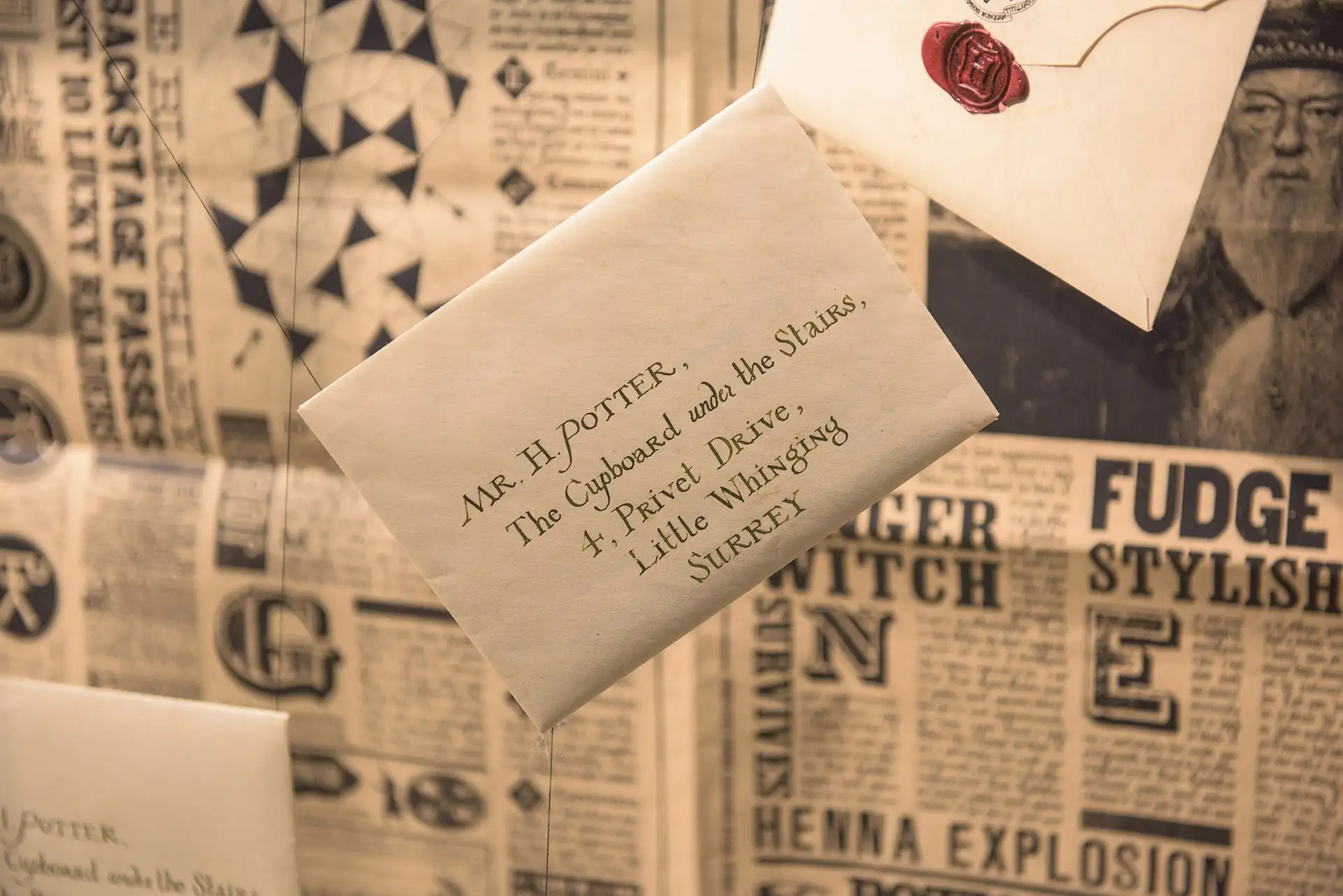 Contact Us Hero - Harry Potter's Hogwarts acceptance letter addressed to Mr H. Potter, The Cupboard under the Stairs
