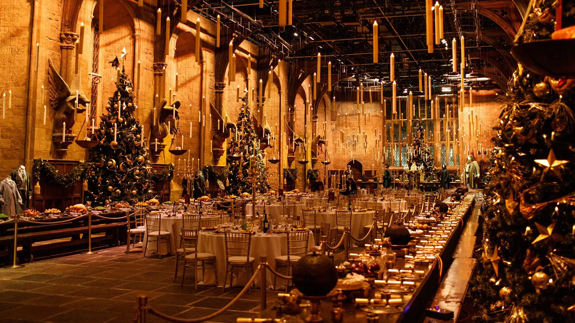 Dinner in the Great Hall - Tables set for dinner in the Great Hall set