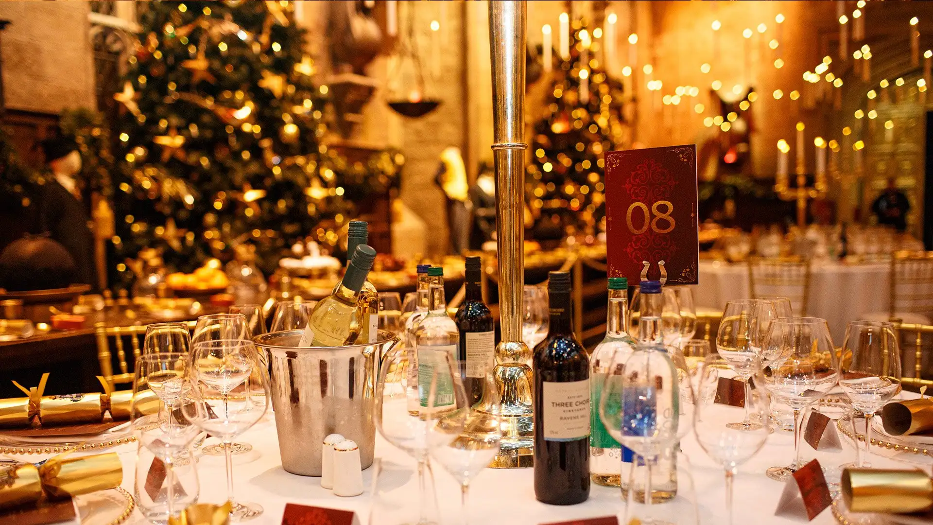 Dinner in the Great Hall - A table set for dinner in the Great Hall set