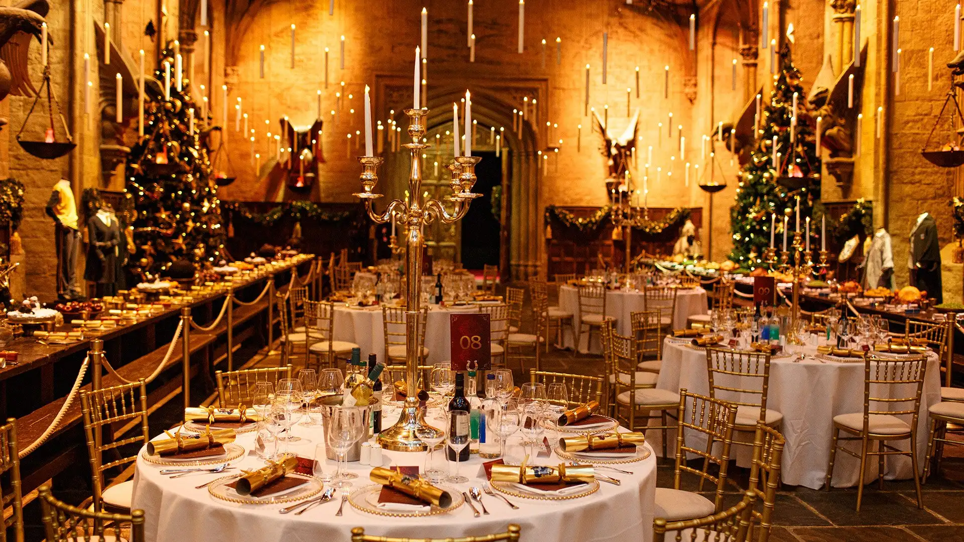 Dinner in the Great Hall - Tables set for dinner in the Great Hall set