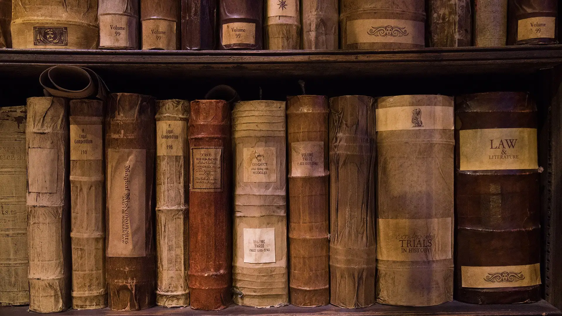 Books in the Dumbledore's office set at Warner Bros. Studio Tour London